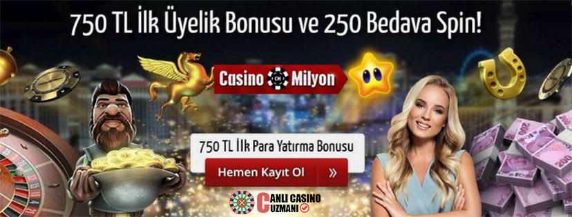 Casinomilyon ilk üyelik Bonusu